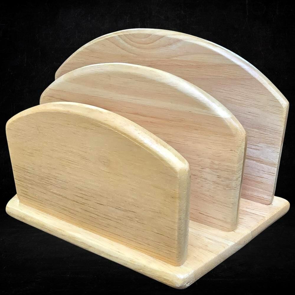 Vintage Wood Mail Organizer Letter Holder Napkin Paper Plate Caddy Desk Sorter